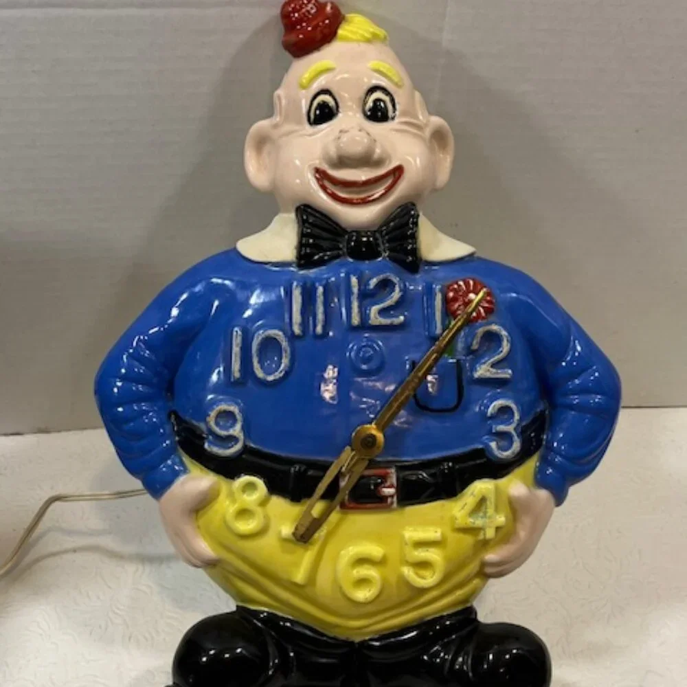 VTG Hand Painted Ceramic Wall Clown Working Clock Decor 13